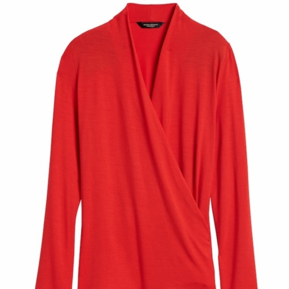 Banana Republic Draped Red Wrap Top S